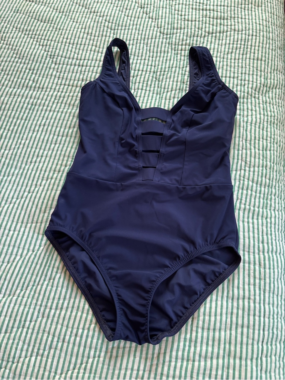 Karla Colletto Navy Seraphina One Piece Size 12 NWT
